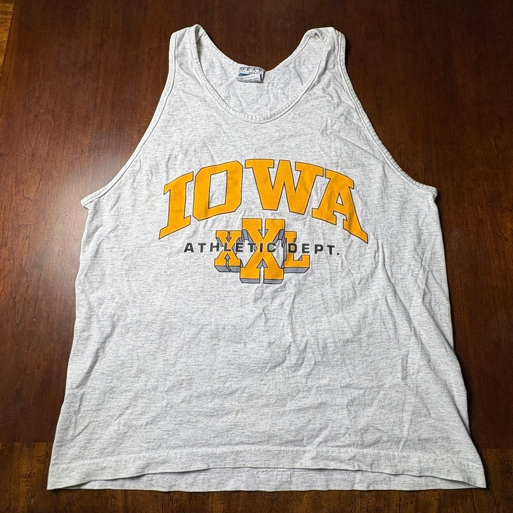 Vintage Iowa Hawkeyes Gear For Sports Big Cotton Tank Top USA Made Large